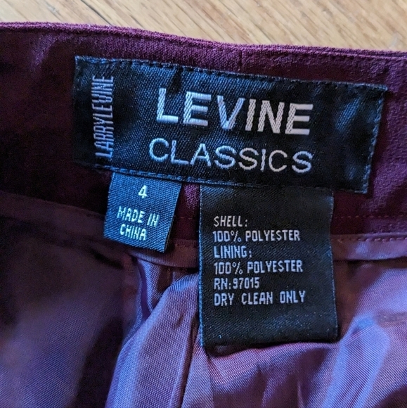 Larry Levine Classics Size 4 Burgundy Wide Leg Fully‎ Lined Pants - Picture 5 of 7